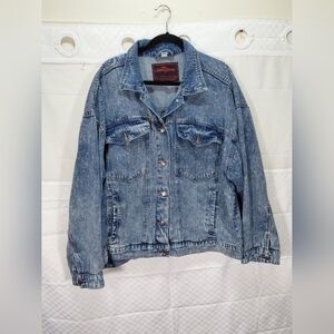 The Rolling Stones Licensed Jean Jacket Acid Wash Denim Coat .